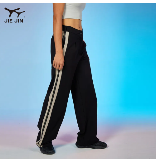 JIEJIN Custom Logo Gym Wear Casual Vintage Lightweight Oversized Straight Cropped Joggers Pants For Women JIEJIN Custom Logo Gym Wear Casual Vintage Lightweight Oversized Straight Cropped Joggers Pants For Women