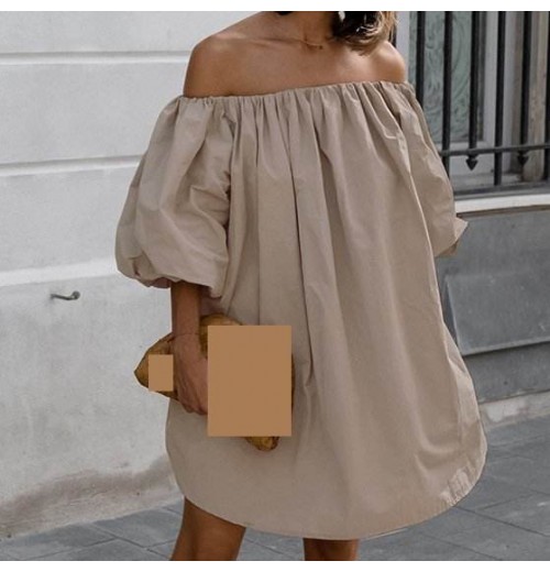 Enyami Autumn Fashion French Chic Elegant Sexy Cotton Blend Strapless Puff Sleeve Women Casual Loose Ladies Mini Dresses Enyami Autumn Fashion French Chic Elegant Sexy Cotton Blend Strapless Puff Sleeve Women Casual Loose Ladies Mini Dresses