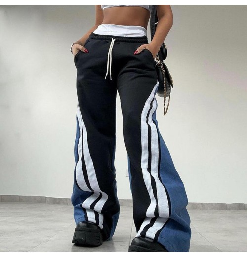 WZ9694 drawstring colors contrast women's pants & trousers elegant high wast ladies wide leg pants women winter warm clothes WZ9694 drawstring colors contrast women's pants & trousers elegant high wast ladies wide leg pants women winter warm clothes