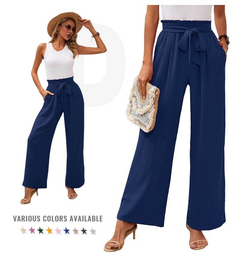 Custom Women's Wide Leg Sweatpants With Pockets Lightweight High Waist Adjustable Tie Knot Loose Business Pants Dress pants Custom Women's Wide Leg Sweatpants With Pockets Lightweight High Waist Adjustable Tie Knot Loose Business Pants Dress pants