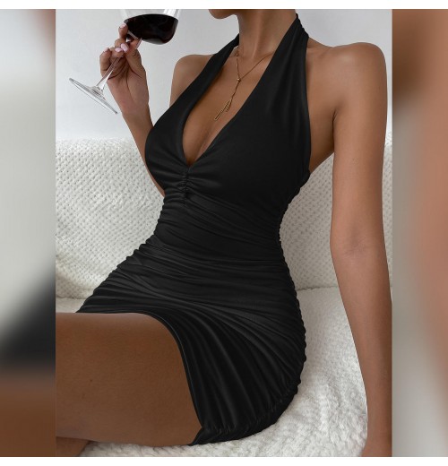2025 Summer New Women's V-Neck Pleated Dress Casual Elegant Style Puff Print Digital Printed Logo Shoulder Tennis Autumn Season 2025 Summer New Women's V-Neck Pleated Dress Casual Elegant Style Puff Print Digital Printed Logo Shoulder Tennis Autumn Season