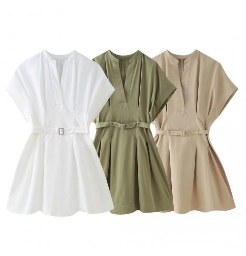 Women 2024 Summer New Fashion 3-color pleated dress Vintage Casual Chic Feminine Dresses Mujer Women 2024 Summer New Fashion 3-color pleated dress Vintage Casual Chic Feminine Dresses Mujer
