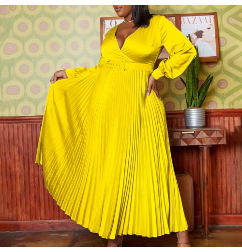 2025 Wholesale High Quality Women's Casual Dress New Fashion Pleated Maxi Dress High Waist Oversize Loose Hot Sale Spring/Autumn 2025 Wholesale High Quality Women's Casual Dress New Fashion Pleated Maxi Dress High Waist Oversize Loose Hot Sale Spring/Autumn