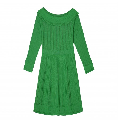 2025 Women's Custom Spring Autumn High Quality 100% Cotton Computer Knitted Pleat Long Sweater Dress 2025 Women's Custom Spring Autumn High Quality 100% Cotton Computer Knitted Pleat Long Sweater Dress