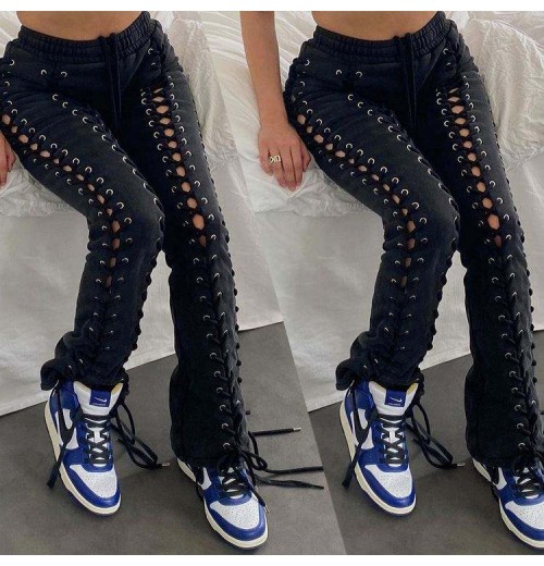 BR1777 Streetwear Sexy Hole Hollow Out women's trousers ladies elastic pencil pants BR1777 Streetwear Sexy Hole Hollow Out women's trousers ladies elastic pencil pants