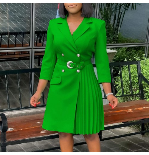 Wholesale Hot Selling Ladies Office Dresses Women Formal Work Long Sleeve V Collar Bead Ruffle Career Dresses With Belt Wholesale Hot Selling Ladies Office Dresses Women Formal Work Long Sleeve V Collar Bead Ruffle Career Dresses With Belt