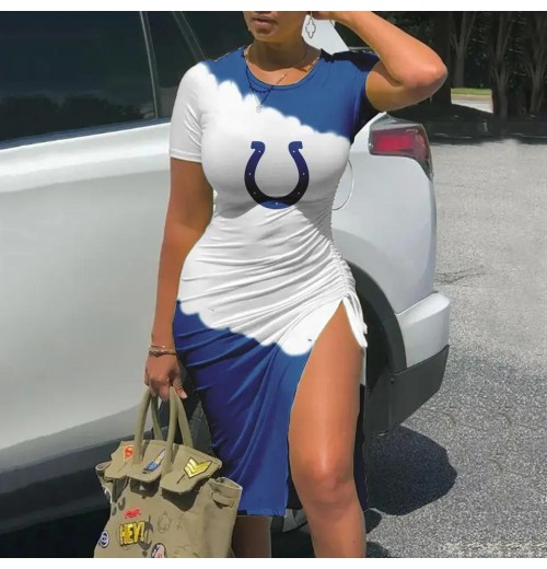 Custom Hot Selling Women's Casual Dress American Football & Baseball Team Full Digital Print Sexy Drawstring Style Custom Hot Selling Women's Casual Dress American Football & Baseball Team Full Digital Print Sexy Drawstring Style