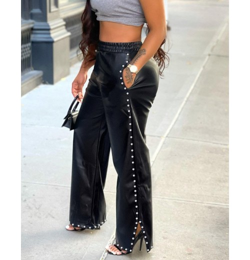 New Arrival Spring 2022 Fashionable Solid Color Casual PU Pencil Pant Mid-Waist Stretchy Leather Pants Women's Pants & Trousers New Arrival Spring 2022 Fashionable Solid Color Casual PU Pencil Pant Mid-Waist Stretchy Leather Pants Women's Pants & Trousers